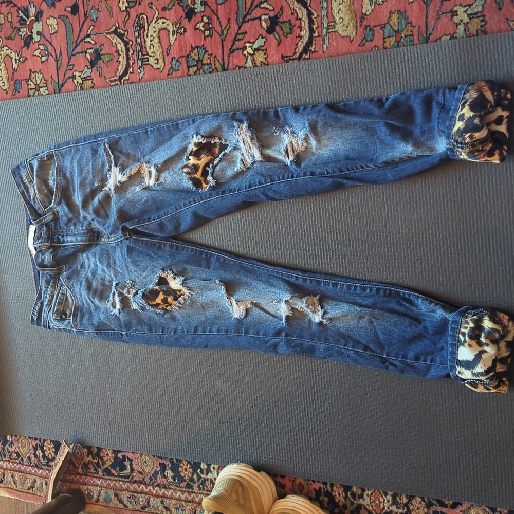 Leopard stretch jeans